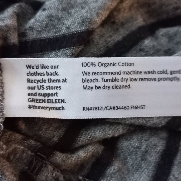 EILEEN FISHER grey and black striped long sleeve t shirt - Picture 7 of 7